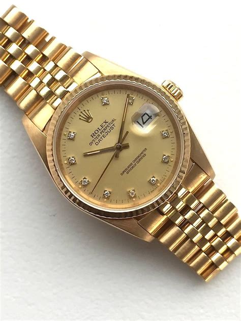 rolex oyster perpetual datejust 18k yellow gold watch|rolex oyster perpetual diamond bezel.